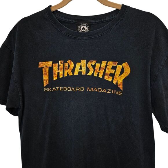Thrasher Mens L Skate Graphic Pentagram Inferno Black Short Sleeve Cotton Tshirt - Picture 2 of 16